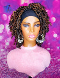 READY TO SHIP// Synthetic Headband/Half Wig "Black, Bronze, Gold Twist Beauty"