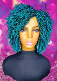 READY TO SHIP // Synthetic crochet wig "Azuremerald Mini Kinky Twist Diva "