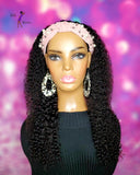 READY TO SHIP // Human Hair Headband/Half Wig "Natural Bohemian Curl Diva"