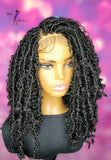 READY TO SHIP  //Synthetic crochet wig " Boho Loc Diva With A Twist" (color1b)