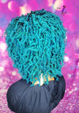 READY TO SHIP // Synthetic crochet wig "Azuremerald Mini Kinky Twist Diva "
