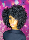 READY TO SHIP // Synthetic Crochet Wig  "Retro Curly Diva" (right side part)