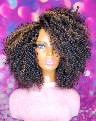 READY TO SHIP // Synthetic Crochet Wig " Water Wave Curly" (Brown Tones)