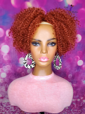 READY TO SHIP //Synthetic Handmade Crochet Ponytail "Ginger My Curls Ponytail"