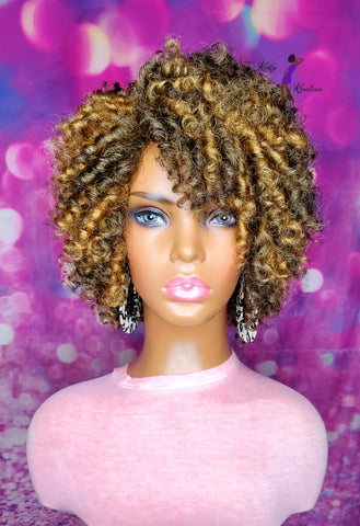 READY TO SHIP // Synthetic crochet wig "The Natural Spiral Curl Diva (" Golden blonde Tones")
