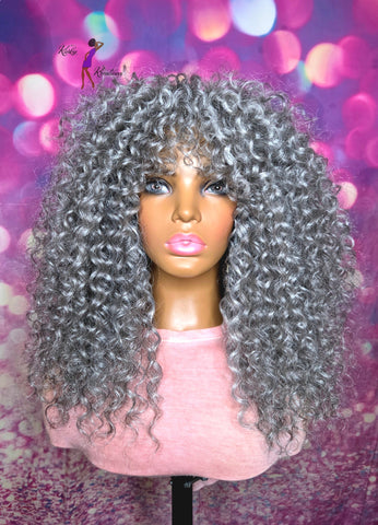 READY TO SHIP //Synthetic Crochet wig "Foxy Beach Curl Beauty"( Fringe Bang)