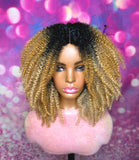 READY TO SHIP // Human Hair Blend Wig "Kinky coily Diva"( Blonde Tones)