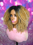 READY TO SHIP // Human Hair Blend Wig "Kinky coily Diva"( Blonde Tones)