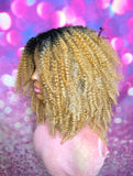 READY TO SHIP // Human Hair Blend Wig "Kinky coily Diva"( Blonde Tones)