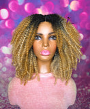 READY TO SHIP // Human Hair Blend Wig "Kinky coily Diva"( Blonde Tones)