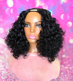 READY TO SHIP //Human hair blend  U-part wig " Bouncy Curly Curl "