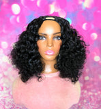 READY TO SHIP //Human hair blend  U-part wig " Bouncy Curly Curl "