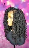 READY TO SHIP  //Synthetic crochet wig " Boho Loc Diva With A Twist" (color1b)