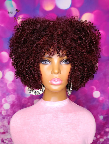 READY TO SHIP // Synthetic Crochet Wig  "Coily Curly Pixie"(with bangs)