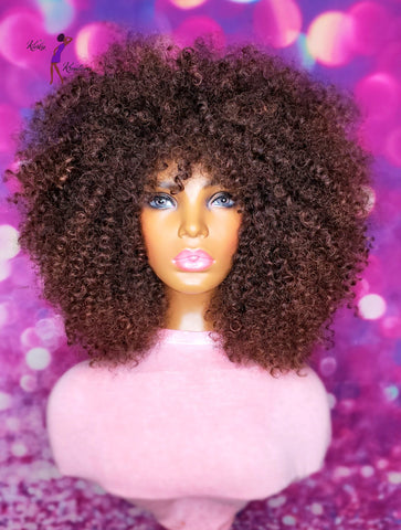 READY TO SHIP //Synthetic Crochet wig "Voluminously Curly"(brown tones)