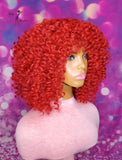 READY TO SHIP // Synthetic Crochet Wig  " Candy Red Curlee "