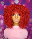 READY TO SHIP // Synthetic Crochet Wig  " Candy Red Curlee "