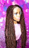 READY TO SHIP //Synthetic Crochet Faux Loc Wig "Natural Soft Loc Beauty 24 in "(Brown Tones)