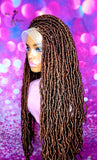 READY TO SHIP //Synthetic Crochet Faux Loc Wig "Natural Soft Loc Beauty 24 in "(Brown Tones)